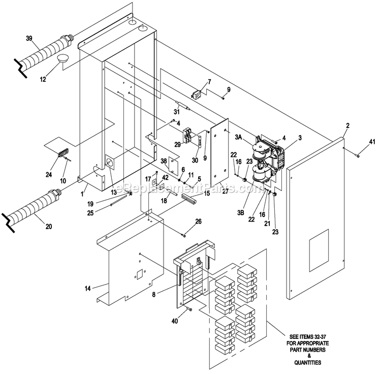 Generac 0052441 (4971177 - 5021096)(2008) 16kw Gt990 Guard +16c L/Ctr Al -06-09 Generator - Air Cooled Transfer Switch Assembly Diagram