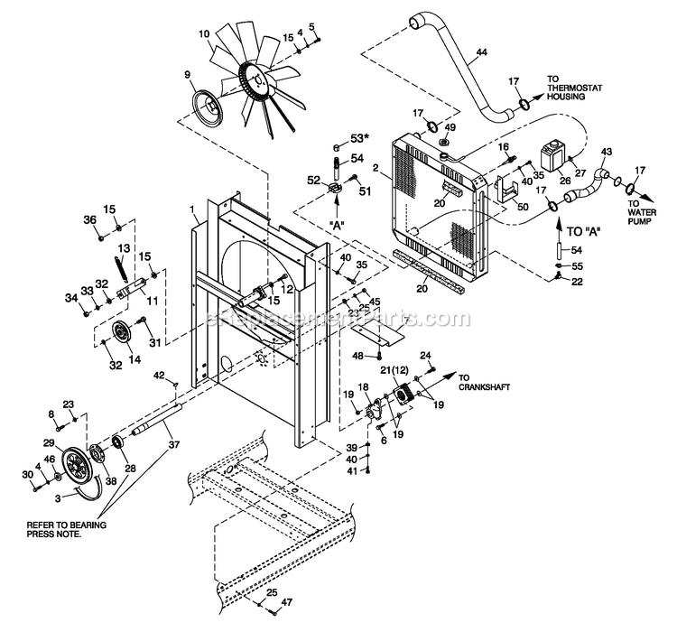 Generac 0052600 (4362767 - 4399223)(2006) 35kw 2.4 240 1p Al Quiet Srce -05-02 Generator - Liquid Cooled C2 Cooling System And Fan Drive Diagram