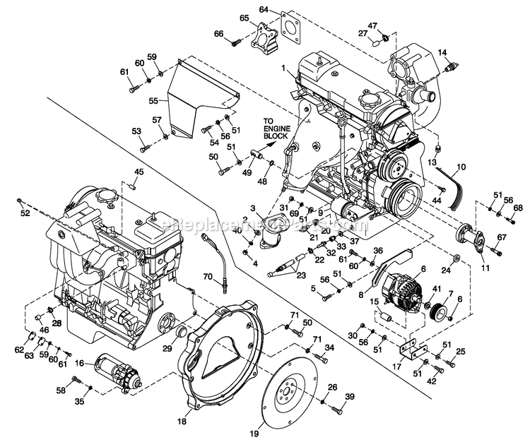 Generac 0052610 (4361374 - 4369997)(2006) 45kw 2.4 240 1p Stl Grdn Elit -03-08 Generator - Liquid Cooled Engine Common Parts Diagram