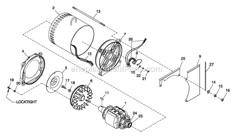 Generac 0052620 (4362178 - 4402530)(2006) 45kw 2.4 240 1p Al Quiet Srce -05-04 Generator - Liquid Cooled Cpl Alternator Direct Excitation Diagram