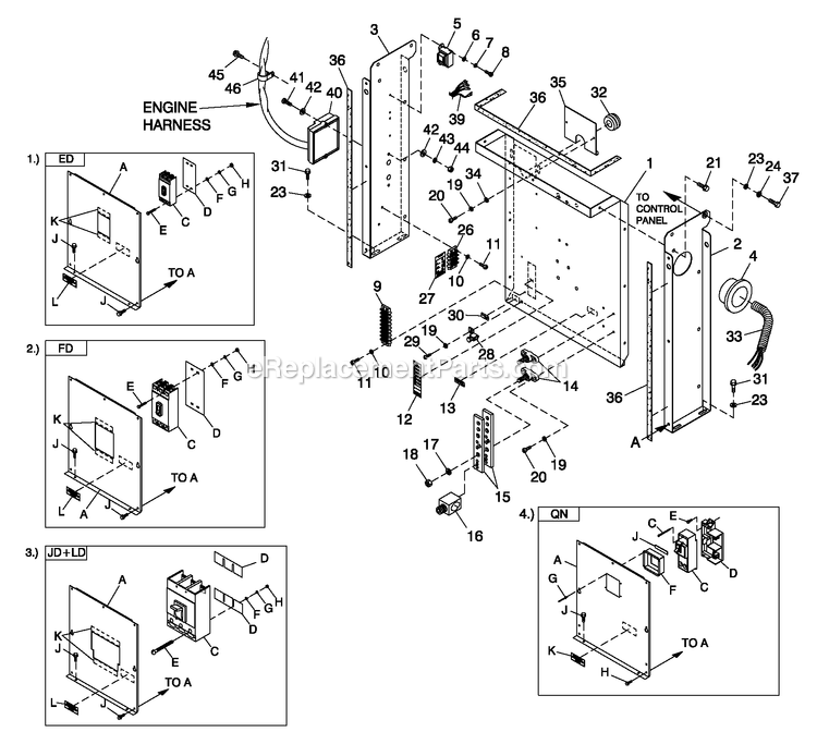 Generac 0052620 (4362178 - 4402530)(2006) 45kw 2.4 240 1p Al Quiet Srce -05-04 Generator - Liquid Cooled Cpl C2 And C4 Flex Hsb Diagram