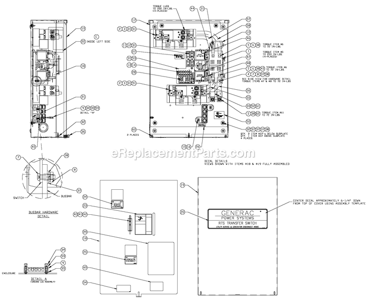 Generac 0052630 (4370481 - 4407241)(2006) Obs 45kw 2.4 240 1p Stl Cent -05-05 Generator - Liquid Cooled 200a Transfer Switch Assembly Diagram