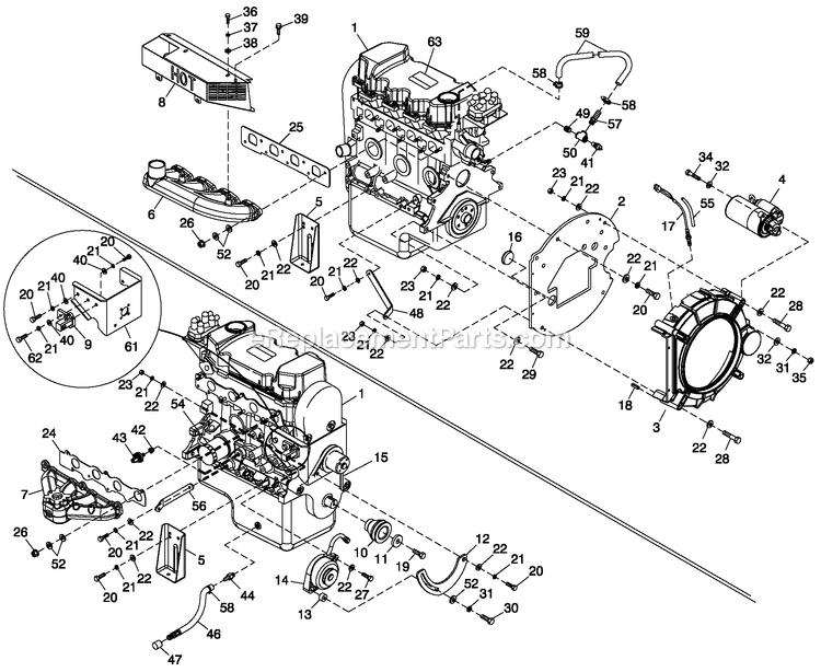 Generac 0053183 (2007V23677)(2007) Obs 1.6 240 1p Al Carrier -05-11 Generator - Liquid Cooled Engine Commoon Parts 1.6l Diagram
