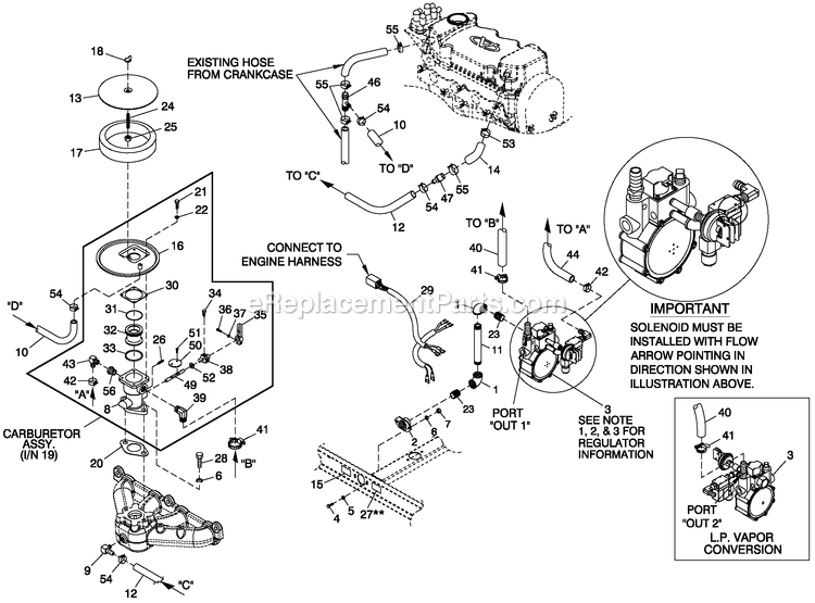 Generac 0053250 (4417459 - 4491206)(2006) Obs 1.6 Obs See 0053251 -07-28 Generator - Liquid Cooled Ev Fuel System Ng/Lpv Diagram