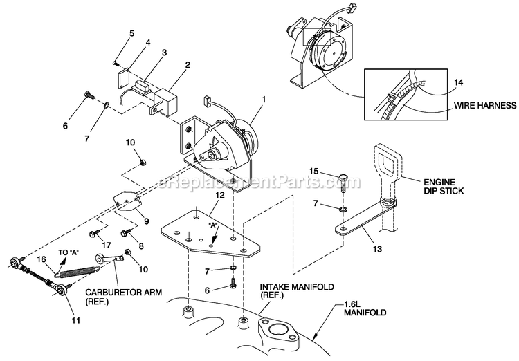 Generac 0053250 (4417459 - 4491206)(2006) Obs 1.6 Obs See 0053251 -07-28 Generator - Liquid Cooled Ev Governor Assembly Diagram