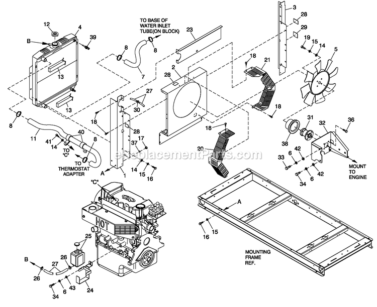 Generac 0053250 (4417459 - 4491206)(2006) Obs 1.6 Obs See 0053251 -07-28 Generator - Liquid Cooled Ev Cooling System 1.6l Diagram