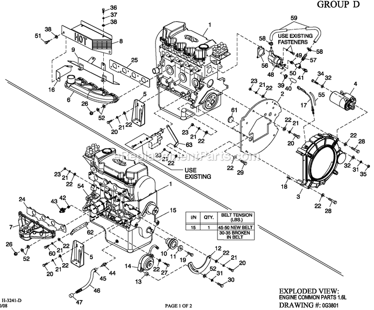 Generac 0053250 (4417459 - 4491206)(2006) Obs 1.6 Obs See 0053251 -07-28 Generator - Liquid Cooled Ev Engine Common Parts 1.6l Diagram