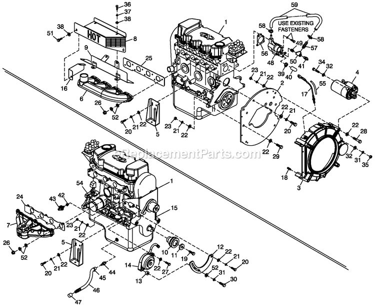 Generac 0053250 (4417459 - 4491206)(2006) Obs 1.6 Obs See 0053251 -07-28 Generator - Liquid Cooled Ev Engine Common Parts 3600 Rpm Diagram