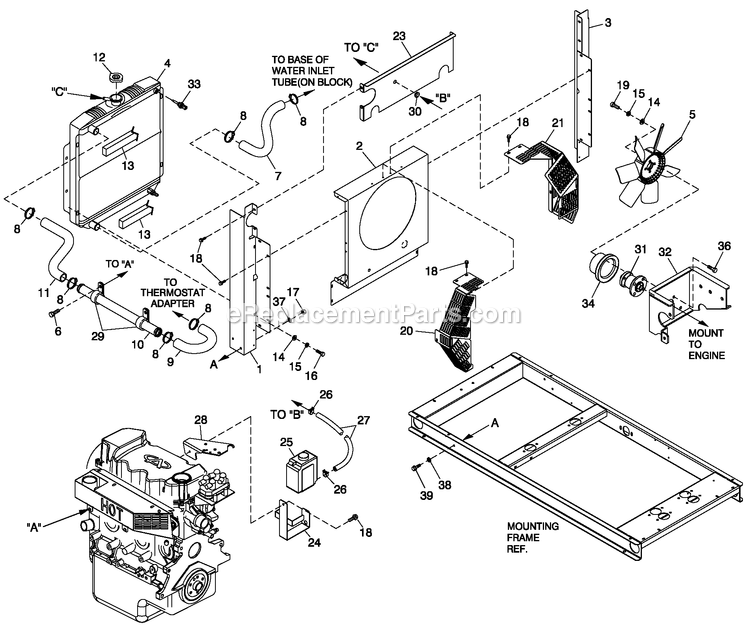 Generac 0053383 (5094266 - 5138427)(2008) Obs 1.6 240 1p St W/ T/S Cent -09-24 Generator - Liquid Cooled Cooling System 1.6l C1 Diagram