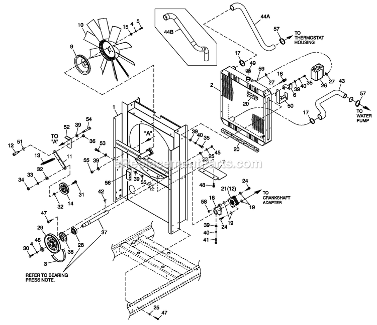 Generac 0053880 (484073)(2014) Obs 2.4 240 1p Al Quietsource -11-24 Generator - Liquid Cooled C2 Cooling System And Fan Drive Diagram