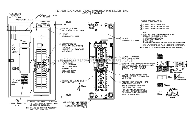 Generac 0054532 (7013119)(2012) Genready Multi-Bkr Pb Nema 3r -03-14 Generator Av Genrdy Multibkr Pb W/Opr N1 Diagram