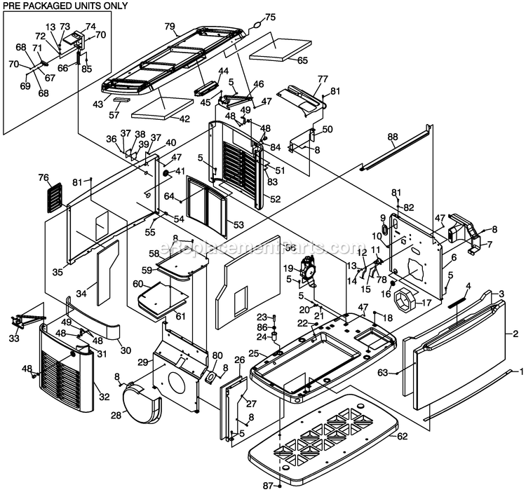 Generac 0055180 (5017366 - 5369818)(2014) 8kw Gh410 Guard-No Sw. -08-04 Generator - Air Cooled Enclosure Diagram