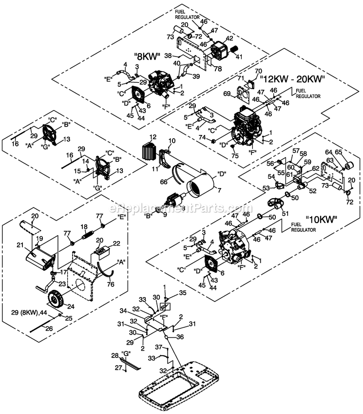 Generac 0055180 (5017366 - 5369818)(2014) 8kw Gh410 Guard-No Sw. -08-04 Generator - Air Cooled Generator Diagram