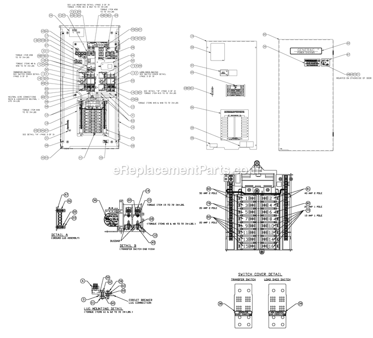 Generac 0055390 (5033168 - 5275618)(2009) 20kw Gt999 Cent+200a Ls Al -01-19 Generator - Air Cooled Load Shed Transfer Switch Diagram