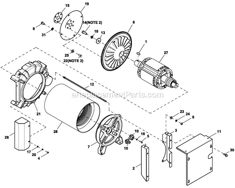 Generac 0055942 (7023432 - 9222182)(2014) 25kw 1.5 120/240 1p Ng St Cent -10-13 Generator - Liquid Cooled Alternator Common Parts Diagram