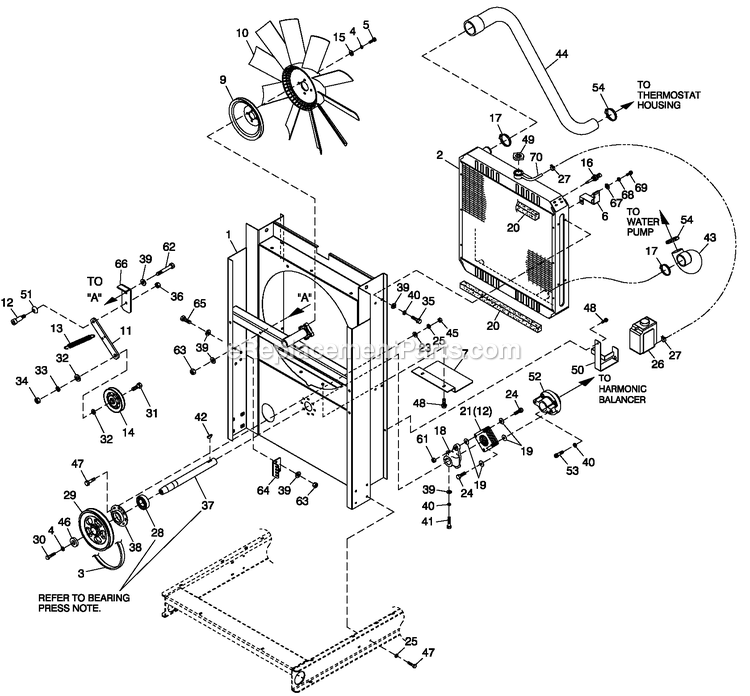 Generac 0055990 (5111202 - 5223746)(2008) Obs 48kw 4.2 240 1p Ng Al -11-25 Generator - Liquid Cooled C2 Cooling Sytem And Fan Drive Diagram