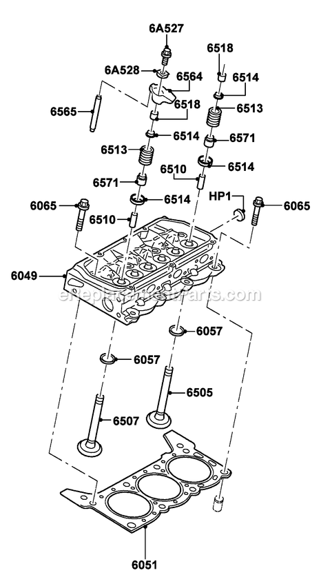 Generac 0057091 (6539631 - 6539632)(2011) 4.2l 30kw Lpv 240v Vzw O/S -09-06 Generator - Liquid Cooled 4.2l Gas Engine Cylinder Head Diagram