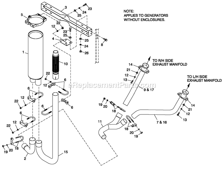 Generac 0057091 (6539631 - 6539632)(2011) 4.2l 30kw Lpv 240v Vzw O/S -09-06 Generator - Liquid Cooled Muffler Exhaust Open Set 4.2l Ge Telecom Diagram