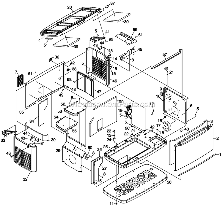 Generac 0059141 (6799836 - 6799838)(2011) 8kva Gt530,1ph, 50hz, G26 -12-13 Generator - Air Cooled Enclosure Diagram