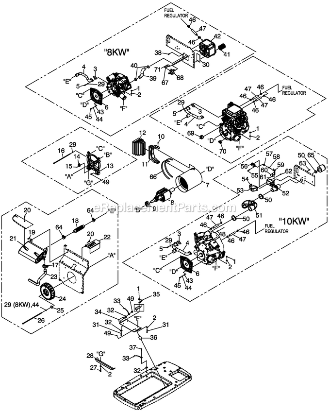 Generac 0059180 (5946639 - 6306436)(2014) Obs10kw Gt530 Guardian+50a Nse -08-04 Generator - Air Cooled Generator Diagram
