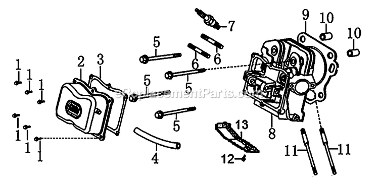 Generac 0059392 (6373577A - 6742646A)(2011) Gp 5.5kw 389 Ps 49st  -11-28 Generator Cylinder Head (2) Diagram