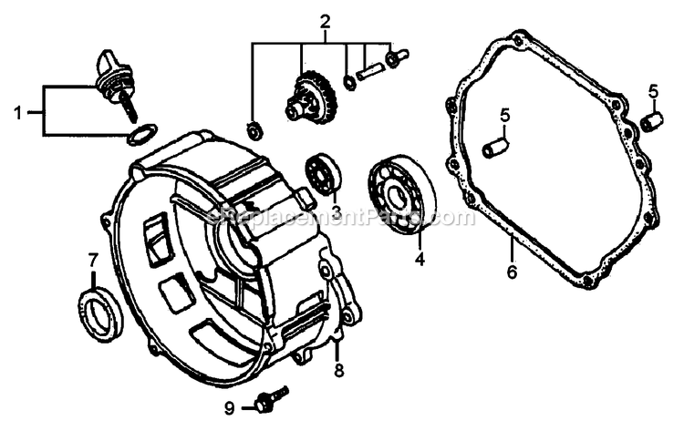 Generac 0059396 (7195529A - 7345509A)(2012) Gp5500 389 49st W/O Cord -08-27 Generator Crankcase Cover Diagram