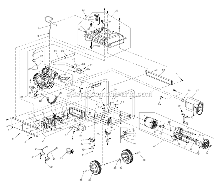Generac 0059435 (8330748A - 9639311A)(2015) Gp7500e 420 49st -04-07 Generator Parts Manual 7.5eand8ekw 49st Diagram