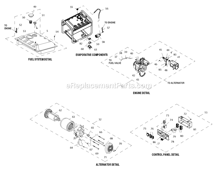 Generac 0059450 (6119199A - 7141247A)(2012) Gp 5.5kw 389cc Ps Carb -05-07 Generator Page J Diagram