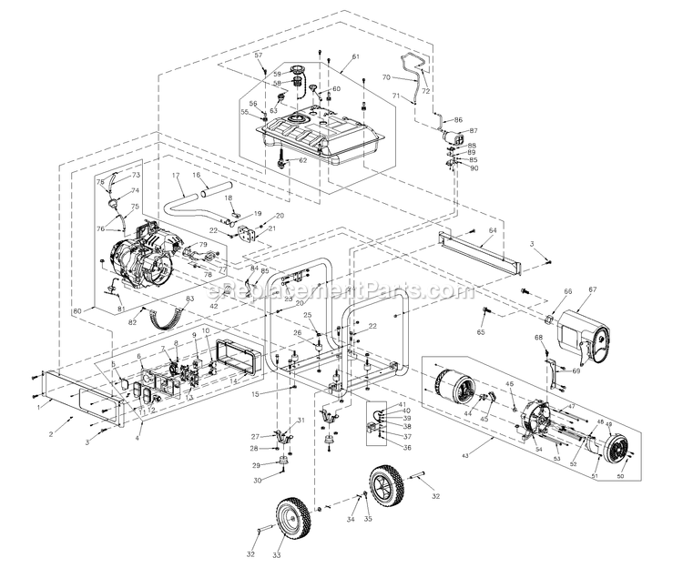 Generac 0059461 (7442776A - 7696912A)(2012) Gp6500 389 Carb -12-10 Generator Parts Manual Gp6500 Carb Diagram