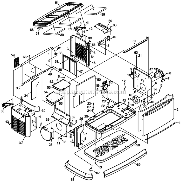 Generac 0060320 (6236710 - 6330857)(2011) 10kw Gt530 Hnywl No T/Sw Al -04-26 Generator - Air Cooled Enclosure Diagram