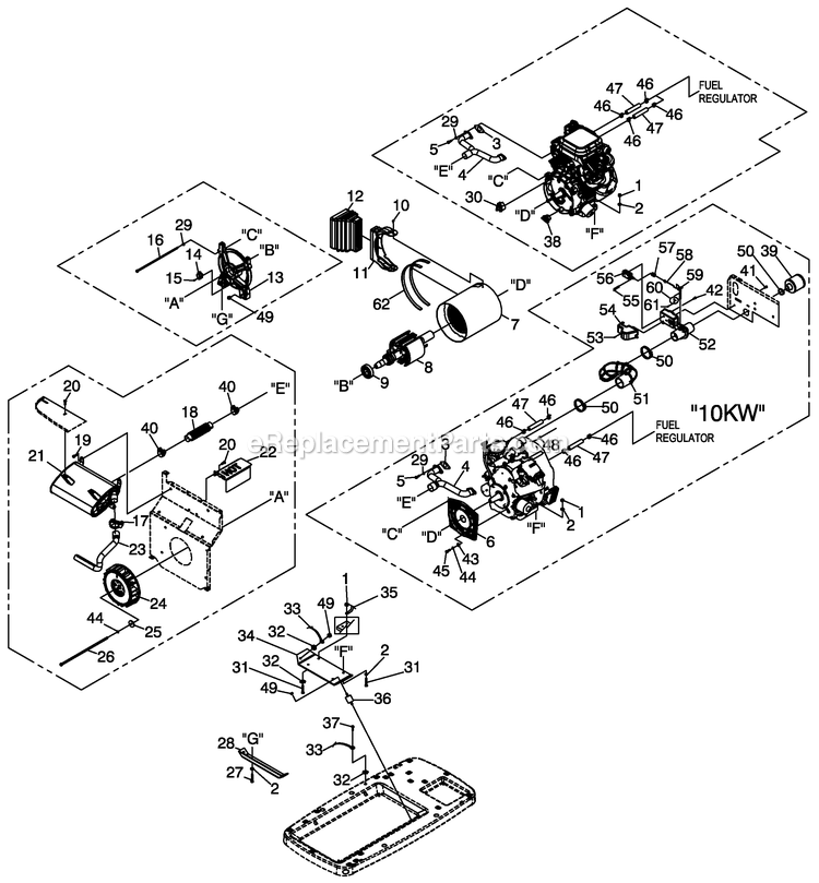 Generac 0060321 (6815922 - 7409039)(2012) 10kw/530 Hnywl No T/Sw Al -10-04 Generator - Air Cooled Generator Diagram