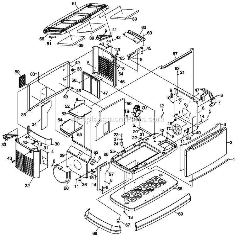 Generac 0060331 (6581491 - 7537744)(2012) 15kw/990 Hnywl No T/Sw Al -11-09 Generator - Air Cooled Enclosure Diagram