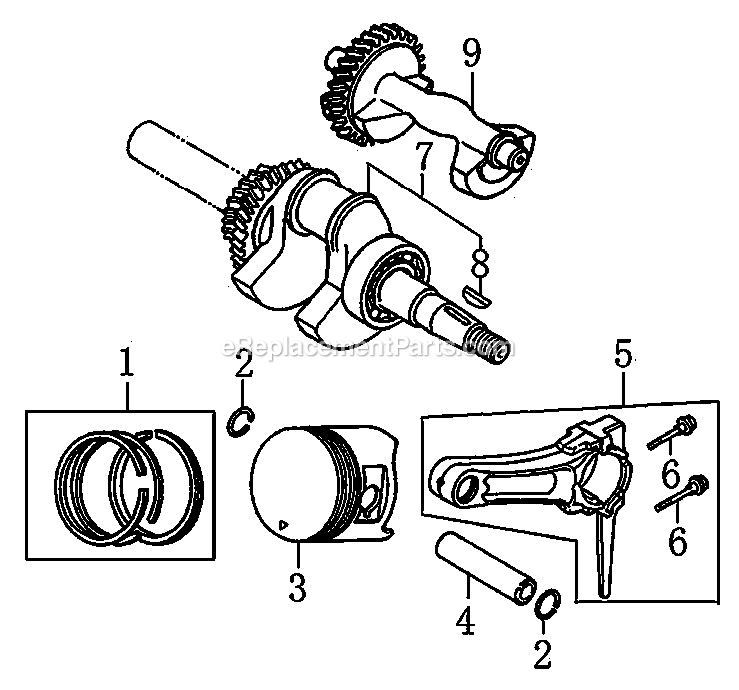 Generac 0060362 (7611825A - 9292157A)(2014) Hw5500 389cc 49st/Csa -11-06 Generator Crankshaft Piston And Connecting Rod Diagram