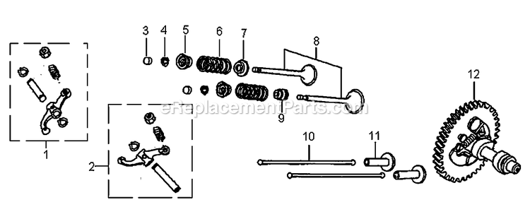 Generac 0061103 (7087054A - 7247154A)(2012) Gp5500 389 49st W/Cord -07-05 Generator Rocker And Camshaft Diagram