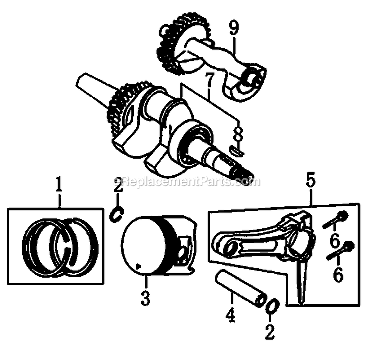 Generac 0061103 (7483350A - 8093599A)(2013) Gp5500 389 49st W/Cord -04-03 Generator Crankshaft And Piston Diagram
