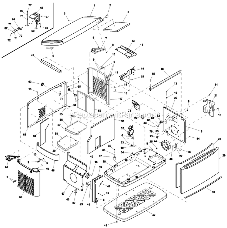 Generac 0062480 (8502735 - 8620672)(2013) 17kw/990 Grd/Gen-No T/Sw -12-31 Generator - Air Cooled Enclosure Diagram