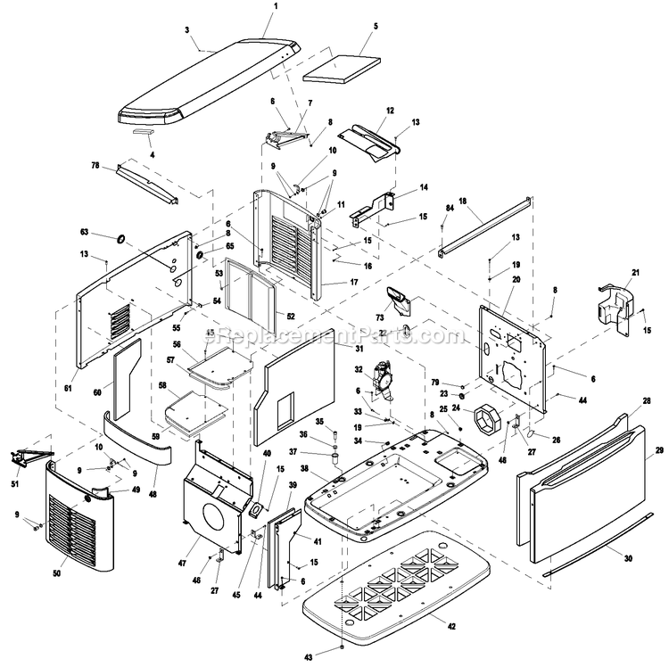 Generac 0062610 (8110013 - 8110060)(2013) 15kw/990 Hnywl No T/Sw Al -04-18 Generator - Air Cooled Enclosure Diagram