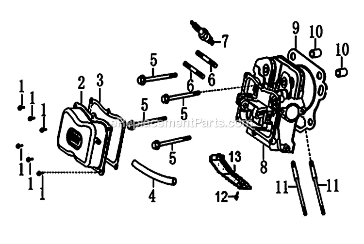 Generac 0064260 (7654562A - 7654563A)(2012) Gp5000 50hz 389cc Austrl -12-03 Generator Cylinder Head (1) Diagram