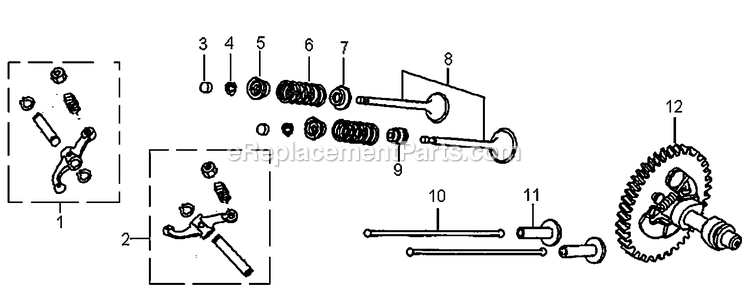 Generac 0065141C (9229065A - 9244922A)(2015) Gp8000e 420 50st W/Cord Costco -03-19 Generator Rocker And Camshaft (1) Diagram