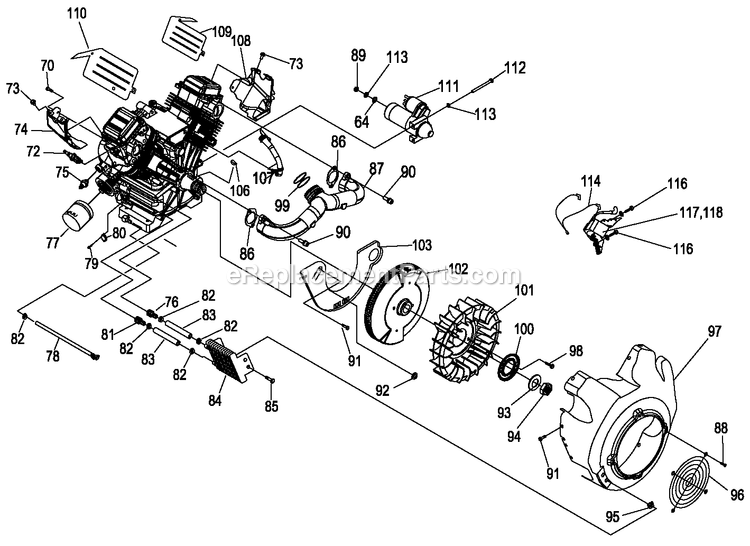 Generac 0065520 (8962368 - 9091536)(2014) 22kw/999 Grd/Gen-No T/S Al -07-25 Generator - Air Cooled Engine (2) Diagram