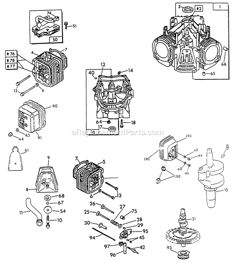 Generac 0626-2 Apu 5 Generator V-Twin Engine (Part 1) Diagram