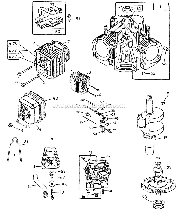 Generac 0863-0 5kw Standby Standby Generator Engine Parts (Part 1) Diagram