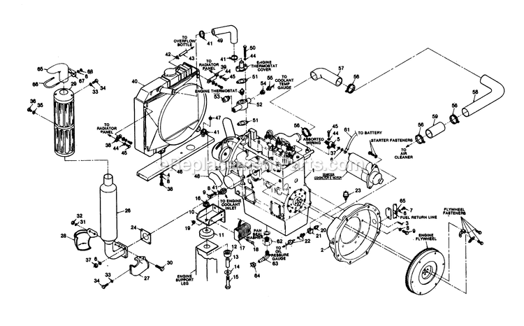 Generac 1011-C 250a Dc  Welder Engine Accessories (Right Hand Side) Diagram