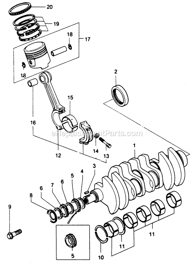 Generac 1014-A 350a Dc  Welder Crankshaft And Piston Diagram