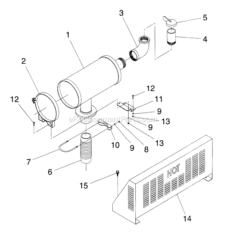 Generac 4189-1 Lp Liquid-Cooled Guardian Muffler (15 And 20 Kw) Diagram