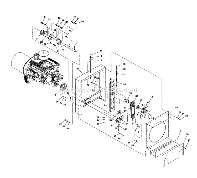 Generac 4311-0 (DG-50) (50kw/280v) Generator Fan Drive Diagram