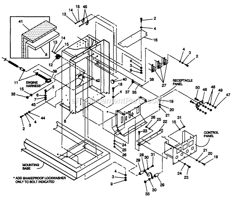Generac 4359-0 Gr-50 - W/O Trailer Generator Without Trailer Connection Panel Diagram