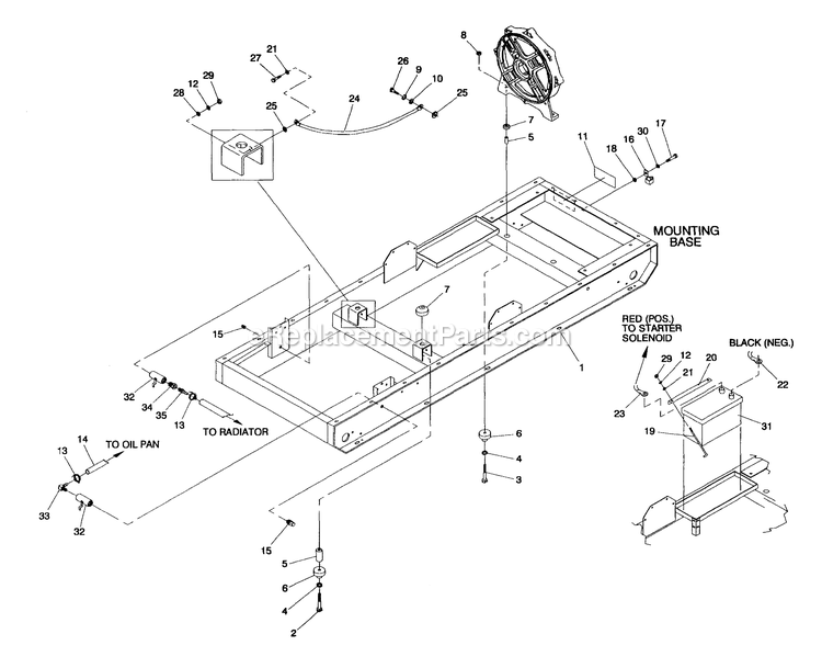 Generac 4360-1 Gr-70 Generator Mounting Base Diagram