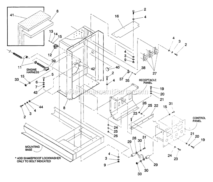 Generac 4363-0 Gr-125 - W/O Trailer Generator Without Trailer Connection Panel Diagram