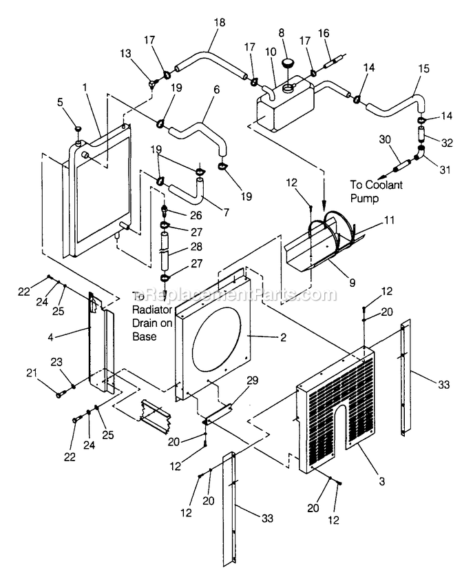 Generac 4366-0 Gr-210 Generator Radiator Assembly Diagram